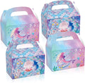 LOCHSOEL Mermaid Birthday Party Gift Treat Gable Boxes ，Supplies Under The Sea Theme Favor Decorations Candy Goodie Boxes for Girl's Birthday Party、Events and Baby Shower（12Pcs
