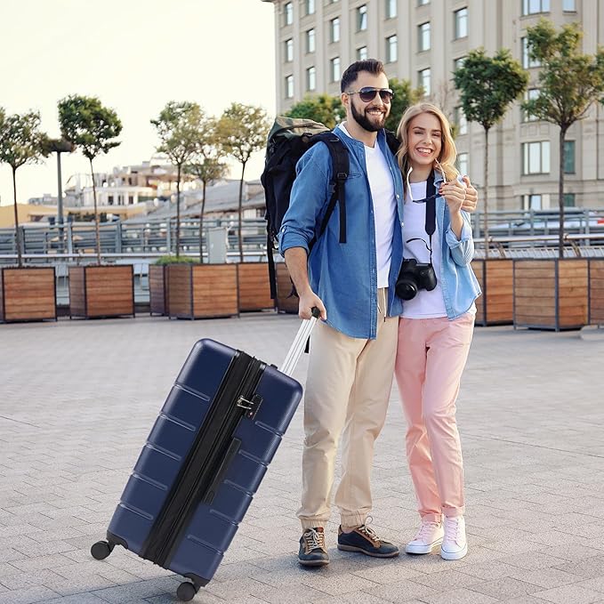 Sweetcrispy Carry on Suitcase, Luggage with Spinner Wheels, Hard Shell ABS, TSA Lock, 28 Inch Blue