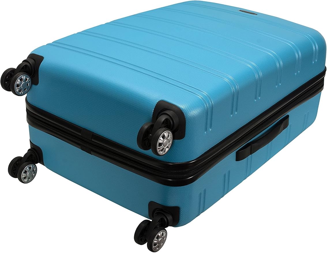Rockland Melbourne Hardside Expandable Spinner Wheel Luggage, Checked Large 28", Turquoise