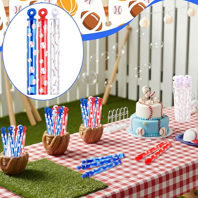 32 Pcs Baseball Bubble Wands Baseball Themed Party Favors for Adult Outdoor Summer Activity Birthday Gifts Carnival Goody Bag Stuffers Wedding Supplies