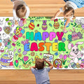 Easter Giant Coloring Poster for Kids,30x72 Inch Happy Easter Crafts Drawing Paper Coloring Tablecloth DIY Art Crafts for Kids Party Egg Bunny Themed Activity Home Classroom Party Suppiles