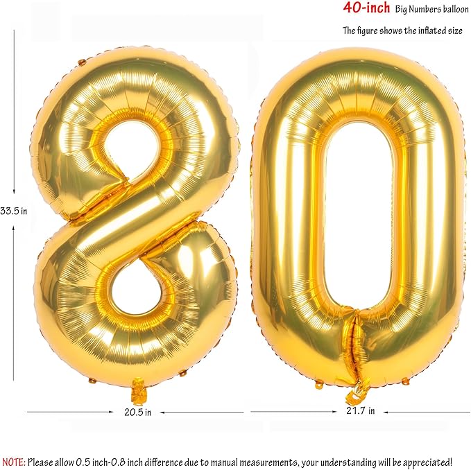 40 Inch gold Number Balloons Helium Foil Mylar Balloon Birthday Party banquet Decoration 80