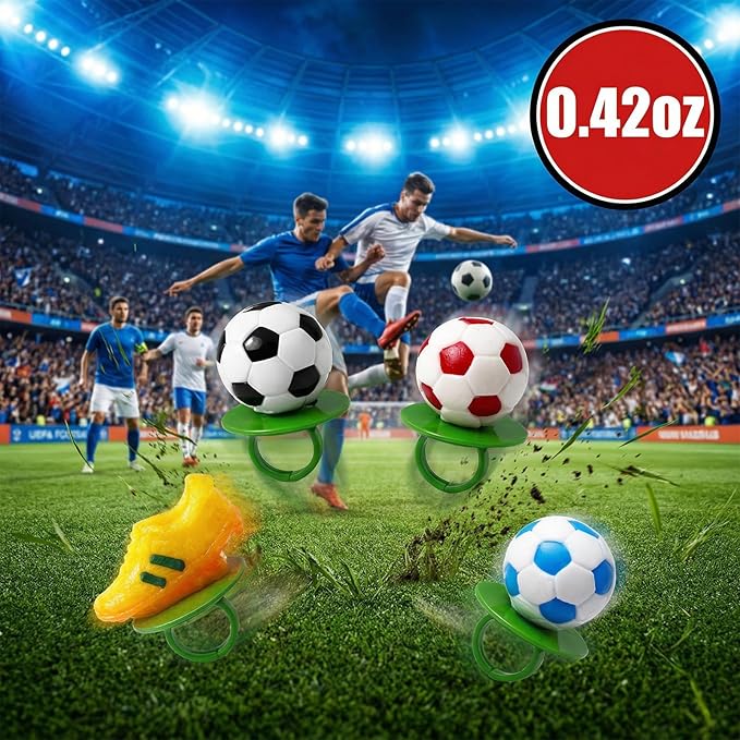 Soccer Themed 3D - Ring Lollipops 18 pk Assorted Fruit Flavors, Soccer Ball & Golden Boot Shaped Lollipop Ring Candy Suckers Individually Wrapped Bulk, Sports Candy Snacks for Party Treats Goodie Bags