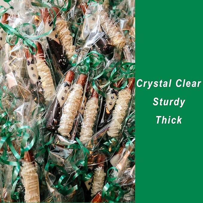Yotelab Clear Bags With Twist Ties,100 PCS 3 x11 Inches Cellophane Treat Bags