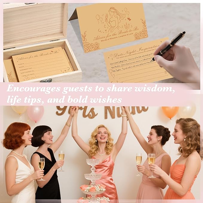 Advice And Wishes For Bride To Be, Wedding Advice Cards For Bridal Shower Decorations, Bridal Shower Games, Advice & Wishes Box For The Bride, Wedding Games For Reception, Style-001