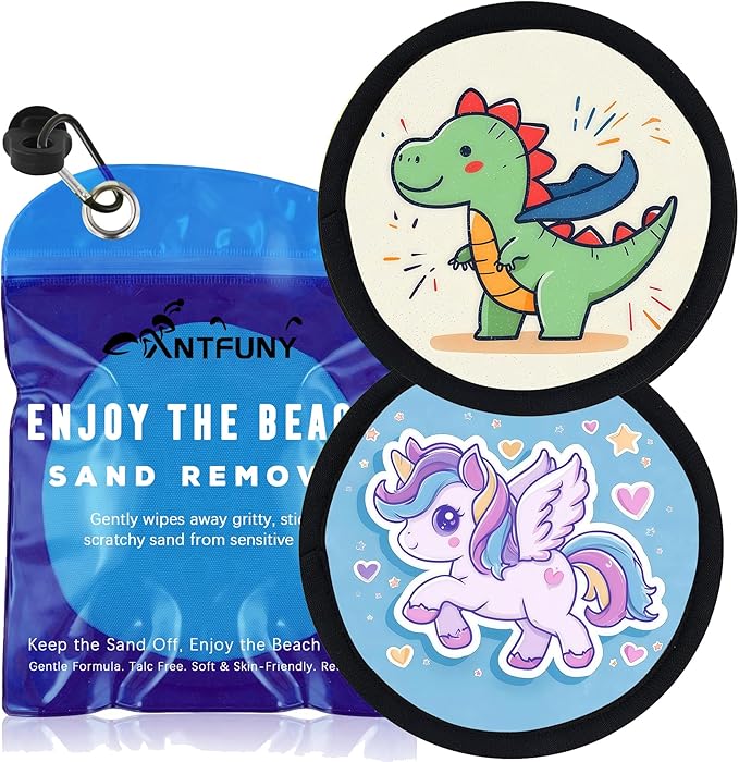 Antfuny Sand Remover Dinosaur Eraser Removal Bag Mitt Wipe Off Beach Vacation Essentials Travel Necessities Supplies Lake Day Activities Find Hawaii Trip Must Have Family Toy Game Towel Sifter Cloud