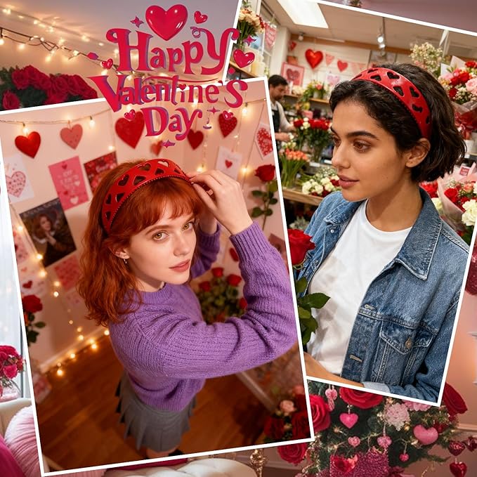 Valentines Headband New u Shape Fashion Tooth Hair Comb Headbands Hollow Heart Headband Vintage High Cranium Hairband with Teeth Head Bands for Women Holiday Party Head Wear Accessories Gift 1pcs