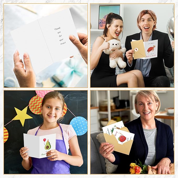 Hooqict 20 Funny Birthday Cards (4"x6") with 20 Envelopes & Stickers Happy Birthday Cards Assorted in Bulk Blank Greeting Card for Kids Boys Girls, Men, Women
