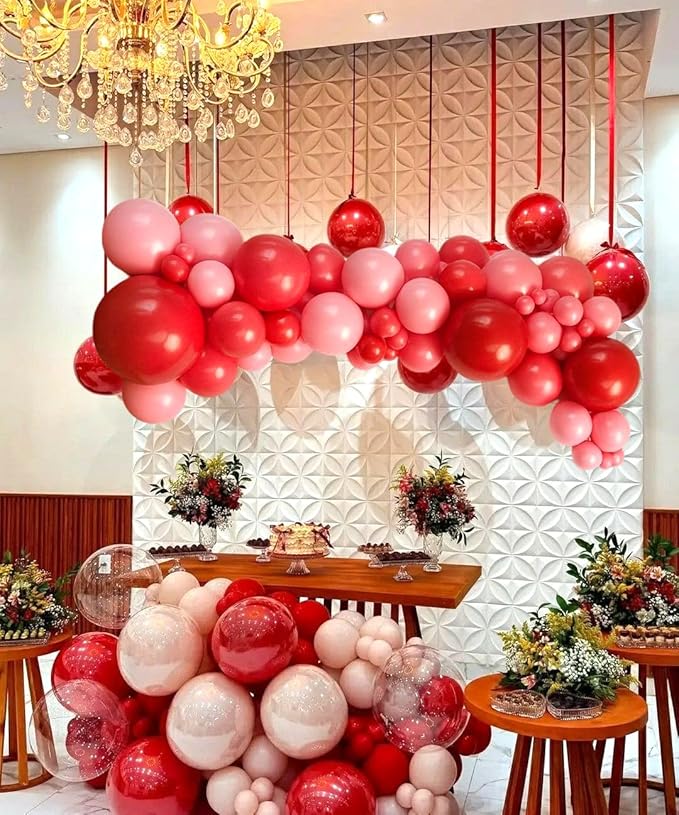 Pink Red Balloons Valentines Balloons 60pcs 12 Inch Red and Pink Latex Balloon for Birthday Valentines Bridal Shower Anniversary Party Decorations