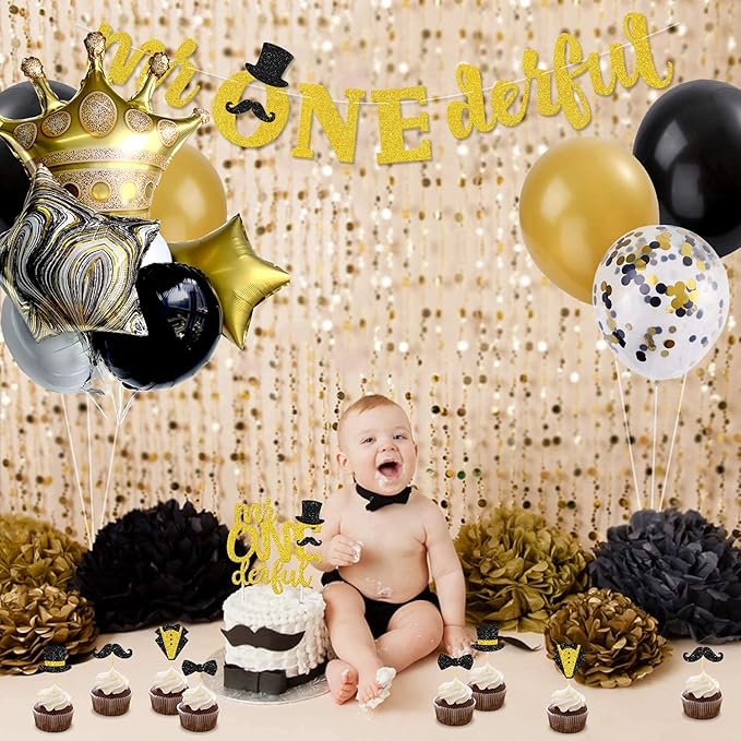 Black And Gold Large Crown Balloons Foil Helium Mylar Balloons Set For Baby Shower Birthday Bachelorette Party Decorations Wedding Anniversary Graduation Backdrop Party Supplies