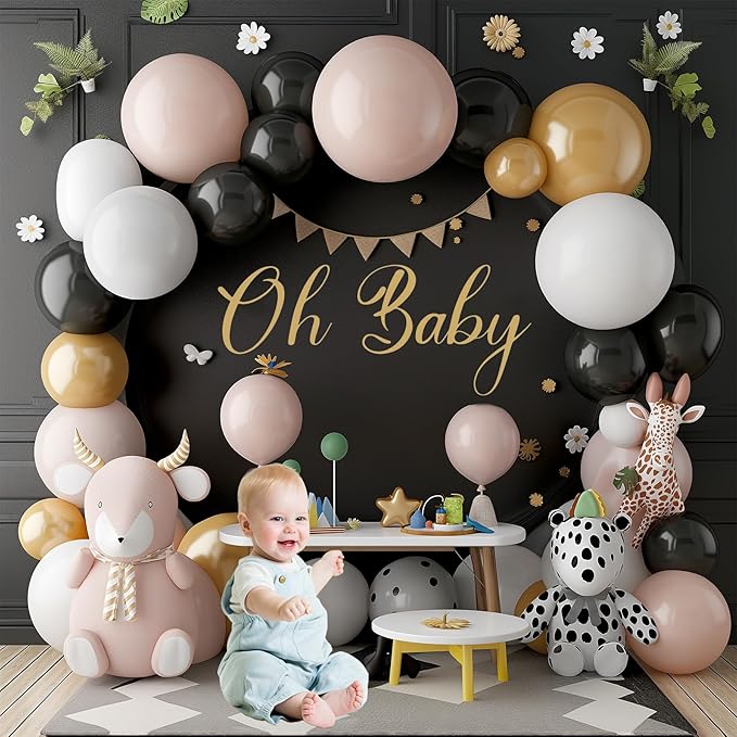 Gallety 7.2FT Black Round Backdrop Cover with Size Adjuster & 4 Metal Clips, Universal Fit for 5ft-7.2ft Circle Stand, Polyester Fabric Arch Cover for Wedding, Birthday Party, Videos, Graduation Decor