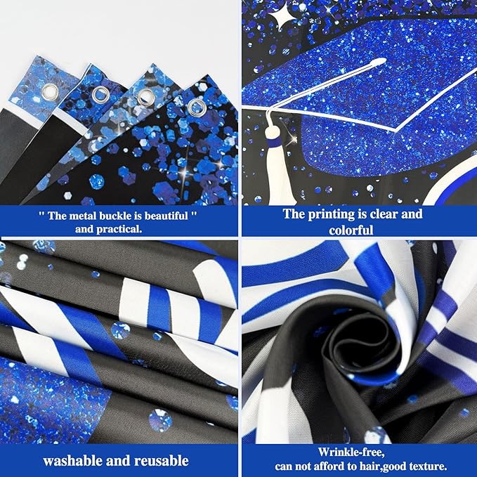 2026 Graduation Yard Sign Large Congrats Grad Banner Blue Class of 2026 Banner for Graduation Party Decorations 2026 (Blue)