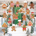 Gingerbread Christmas Decoration Outdoor - 18pcs Outdoor Waterproof Hanging Gingerbread House Ornaments for Yard Porch Christmas Tree Decor