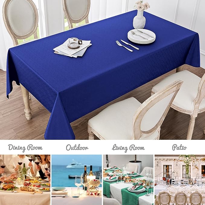 Rectangle Tablecloth Waterproof 60x120 inch Linen Textured Table Cloth Stain and Wrinkle Resistant Washable, Decorative Fabric Table Cover for Dining, Party and Camping, Royal Blue