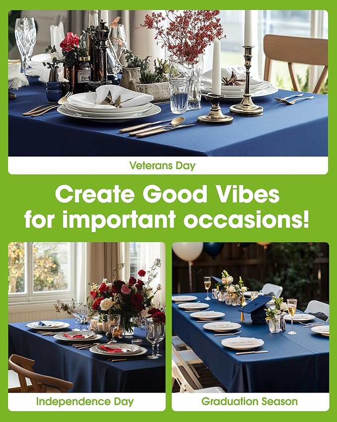 Pureegg Plastic Table Cloth Disposable 12 Pack, 54 x 108 Inch Table Cloths, Graduation Decorations Class of 2026, Graduation Party, Tablecloths, Rectangle, Plastic Cover, Leakproof & Sturdy, Navy Blue