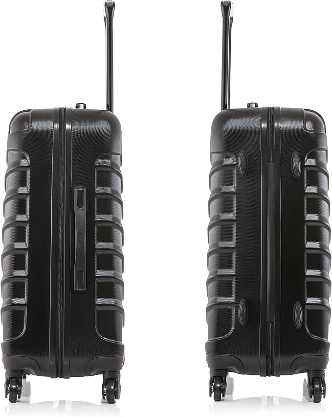 InUSA ENDURANCE Luggage with Spinner Wheels | Durable Lightweight Hardside Suitcase, Spacious Travel Bag with Handle and Trolley | 24-Inch Medium Checked Luggage | Black