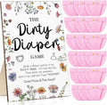 Roowest 51 Pcs Dirty Diaper Baby Shower Games Funny Wooden Sign with 50 Pcs Mini Diapers Cute Felt for Gender Reveal Party Baby Shower (Wildflowers)