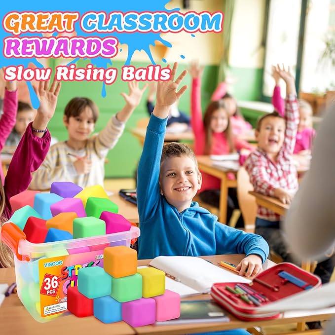 36 Pack Slow Rising Stress Cube, Dough Stress Balls Squishy Fidget Toys Bulk for Anxiety Relief, Soft Fidget Cube, Pull Stretch Squishy Toys for Classroom Prize, Party Favors for Kids Adults