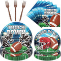 Rakuto Football Plates and Napkins Party Decorations, 96PCS Disposable Touch Down Paper Plates and Napkins Tableware Decoration, Ball Sports Themed Forks Decor for Birthday Team Serve 24
