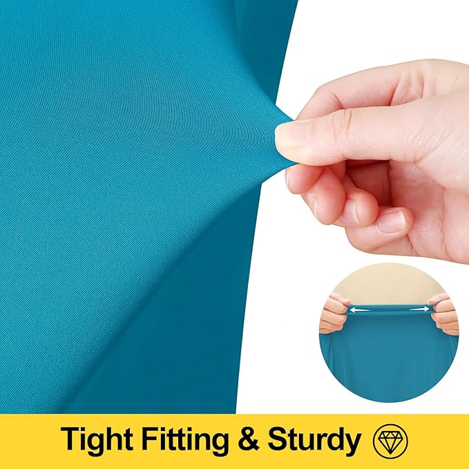 Smiry Spandex Tablecloth 2 Pack, Elastic Fitted Stretch Tablecloth for 8FT Rectangle Tables, Waterproof Washable Table Cover Skirt for Outdoor, Wedding, Banquet & Parties (Turquoise, 96Lx30Wx30H Inch)