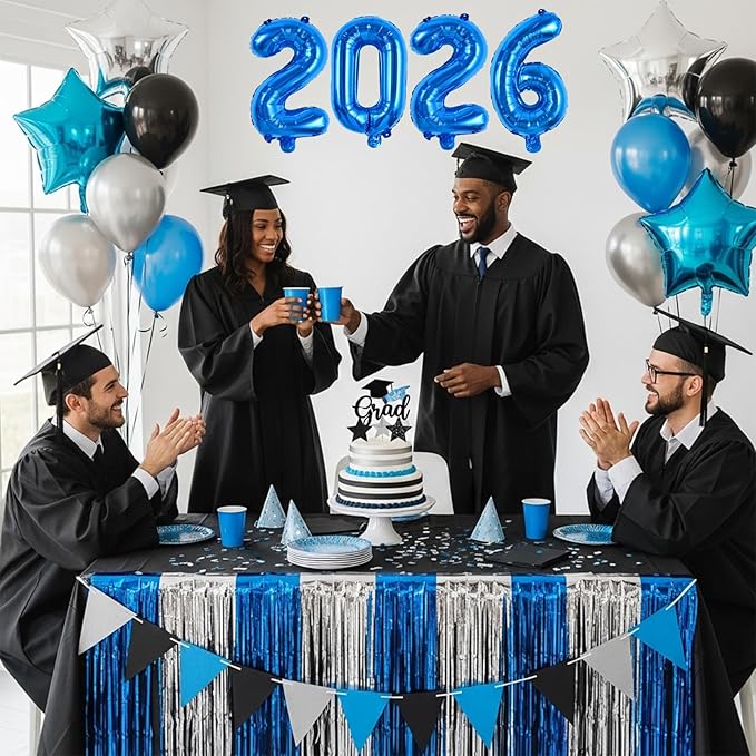 TONIFUL Number Balloons 16 Inch Blue 2 Set 0-9 Number Mylar Foil Balloons 20 Pcs Custom digitalal for 2026 New Year Eve Birthday Party Engagement Graduations Anniversary Baby Shower Decor