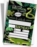 Reptile Birthday Party Invitations, 20-Count Snake Lizard Crocodile Theme Birthday Party Invites With Envelopes-HBYQK-B36