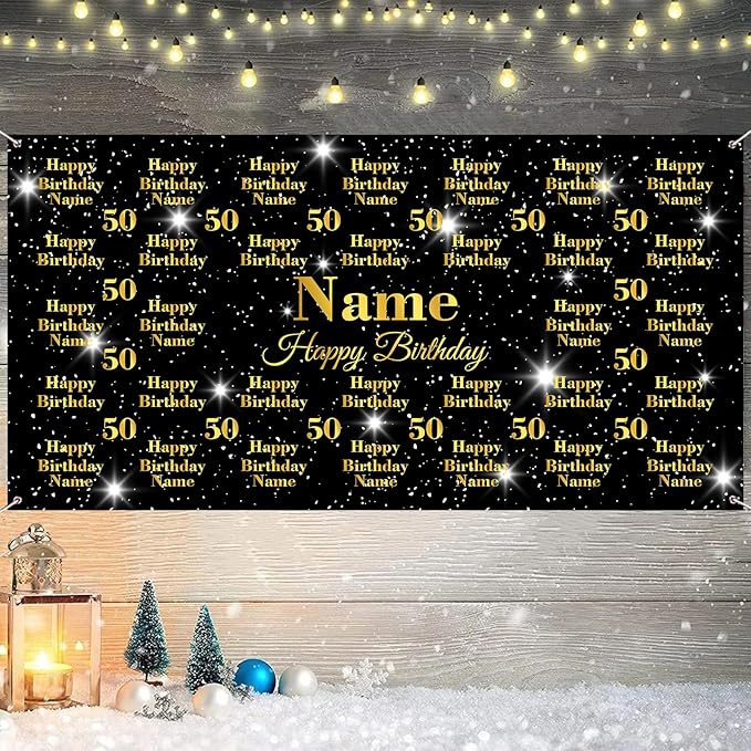 Custom Happy Birthday Banner Backdrop Personalized Banners and Signs with Photo Name for Women Men Kids Party Decorations Supplies Indoor Outdoor Birthday Gifts Style 29