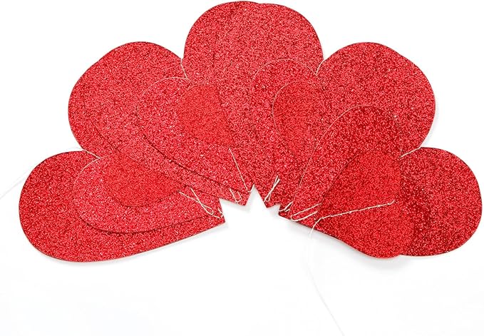 Valentines-Day Party Decorations Red Heart-Garland - 52ft Special Night Galentines Hanging Streamers Banner,Girl Romantic Wedding Anniversary Baby Bridal Shower Engagement Mohters Decor Panduola