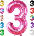 KatchOn, Giant Hot Pink Number 3 Balloon - 40 Inch | Number 3 Foil Balloon | 3rd Pink Birthday Decorations for Girls | 3rd Anniversary Decorations | Pink Party Decorations