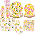 Pink Lemon Party Decoration - Lemon Birthday Party Tableware Supplies Includes Plates, Cups, Napkins, Tablecloth, Straws (20)