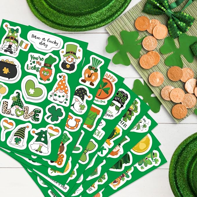 309PCS St. Patrick's Day Theme Stickers Shamrock Stickers for Kids Irish St. Patrick's Day Craft for Toddlers Teachers Classroom Home Favor Gift Supplies