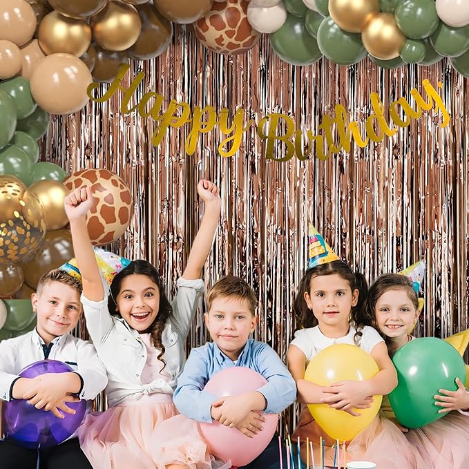 Brown Backdrop Tinsel Foil Curtain Football Party Decorations Streamers 2 Pack 3.3x8.2 ft for Birthday Superball Party Supplies Game Day Decorations Graduation Wedding Baby Shower Bridal Easter