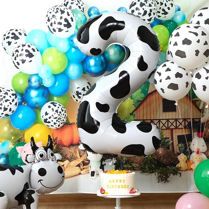 Cow Print Balloon Birthday Decorations Supplies,40 inch Number 5 Balloon | Cowgirl Theme Number Balloons for 5st Birthday Party | Farm Barn Decor for kids