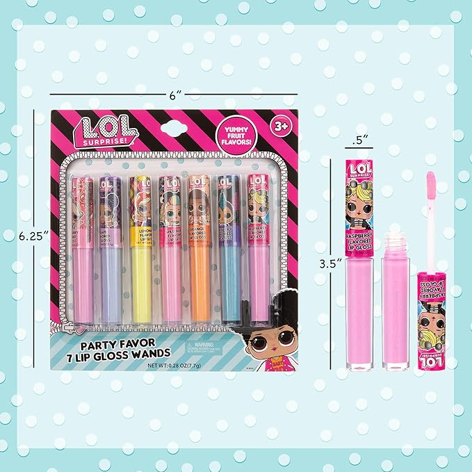 L.O.L Surprise! 14pc Lip Gloss for Girls, Lol Lip Gloss Set Value Pack, 14 Assorted Fruit Flavored Lip Glosses, Non Toxic, Kid Friendly, Party Favors, L.O.L. Surprise Gift For Kids