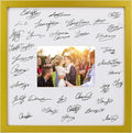 GraduatePro 14x14 Signature Picture Frame Board for 5x7 Photo with Signable Mat for Birthday Party Graduation Wedding Guest Book Gold