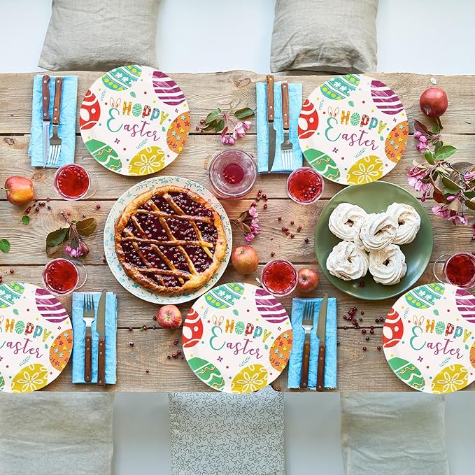 40 Pack Easter Plates and Napkins Party Supplies Set, Easter Egg Disposable Paper Dinner Plates and Napkins for Spring Party Supplies Decorations Serves 20 Guests