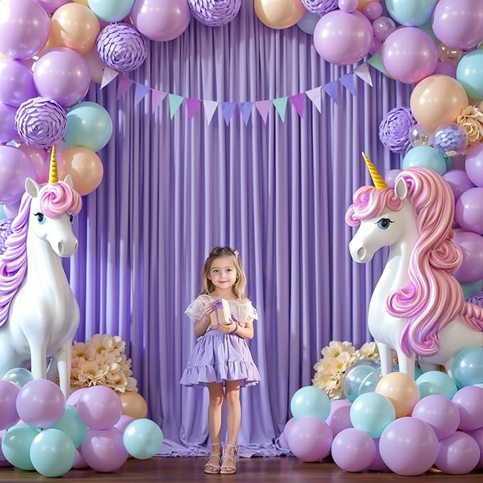 8x10FT Lavender Backdrop Curtains for Wedding Parties, Wrinkle Free Polyester Photography Backdrop Drapes for Wedding Baby Shower Birthday Parties Stage Background Stand Decorations 4x10ft,2 Panels