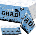 12Pack Graduation Tablecloth Party Decorations, Class 2026 Congrats Grad Plastic Tablecover Party Supplies, Light Blue Rectangle Graduation Table Decorations for College High School Party, 54x108 Inch