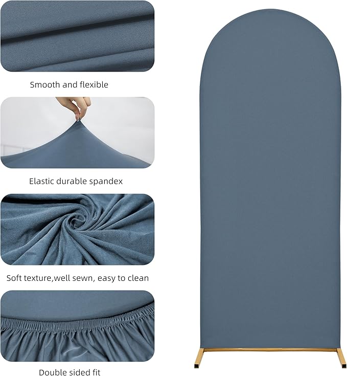 Arch Covers,Arch Backdrop Stand Fitted Cover for Wedding Birthday Party Ceremony Banquet Decoration(6.6FT,Dusty Blue,Cover Only)