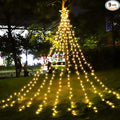 Christmas Decorations Star String Lights, 320 LEDs Outdoor Waterfall Tree Lights with 13" Topper Star, Plug in Waterproof Hanging Fairy Lights for Xmas New Year Holiday Party Yard Decor (Warm White)