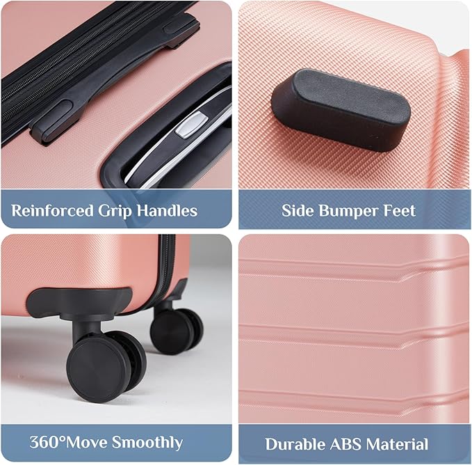 NEWBULIG 28 Inch Carry on Luggage, Lightweight Expandable Rolling Suit Case with TSA Lock, Hard Shell ABS Suitcase with Double Spinner Wheels, Pink