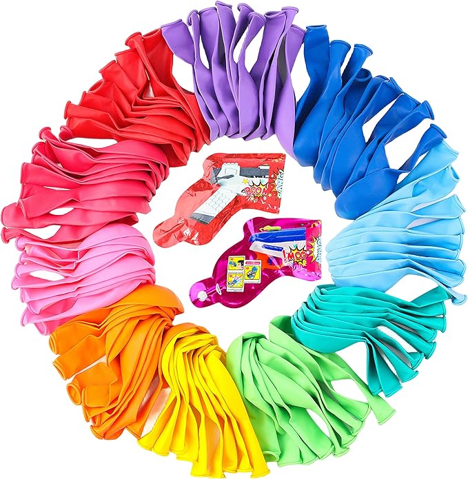 Colorful Balloons 200 PCS, Assorted Color 12 Inches Rainbow Latex Balloons with Bonus Confetti, 10 Bright Colors Party Balloons for Birthday, Wedding, Baby Shower, Decoration (Round-200)