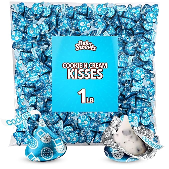 Cookies & Cream Kisses Bulk Pack 1 Pound (Approx 100 Pieces) Individually Wrapped White Chocolate n Cream Candies For Baby Shower, Parties, Holidays & Treats