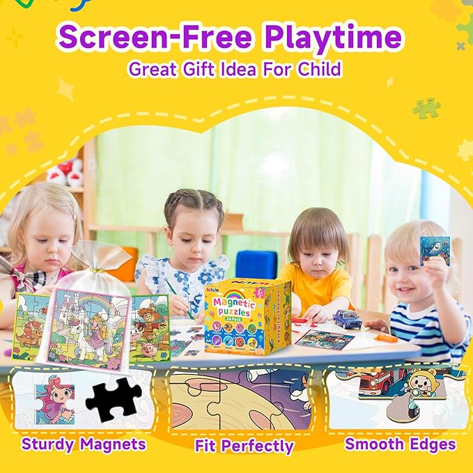 WWN Magnetic Puzzle Christmas Party Favors for Kids: 16 Pack Bulk Magnetic Puzzle Books, Toddler Travel Toys for Car Airplane, Birthday Party Supplies, School Classroom Prizes, Stocking Stuffers