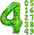 40 inch giant Green pixel miner game number 4 balloon Large mining theme foil balloon 0-9 Suitable for pixel game parties children's birthdays party anniversary celebrations baby shower decoration