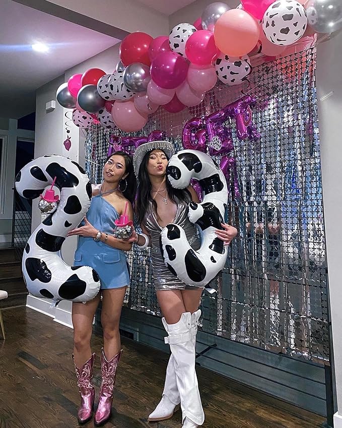 Cow Print 4 Balloon, Number Balloon 40 Inch Cow Birthday Party Decorations, Four Numbers for Party Favors Decor, Number 4 Balloon