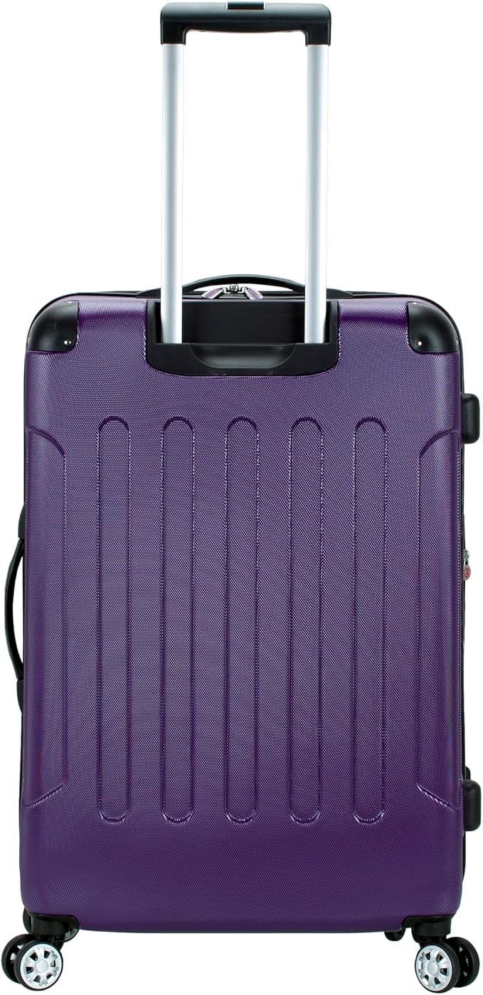 Rockland London Hardside Expandable Spinner Wheel Luggage, Checked Large 28", Purple