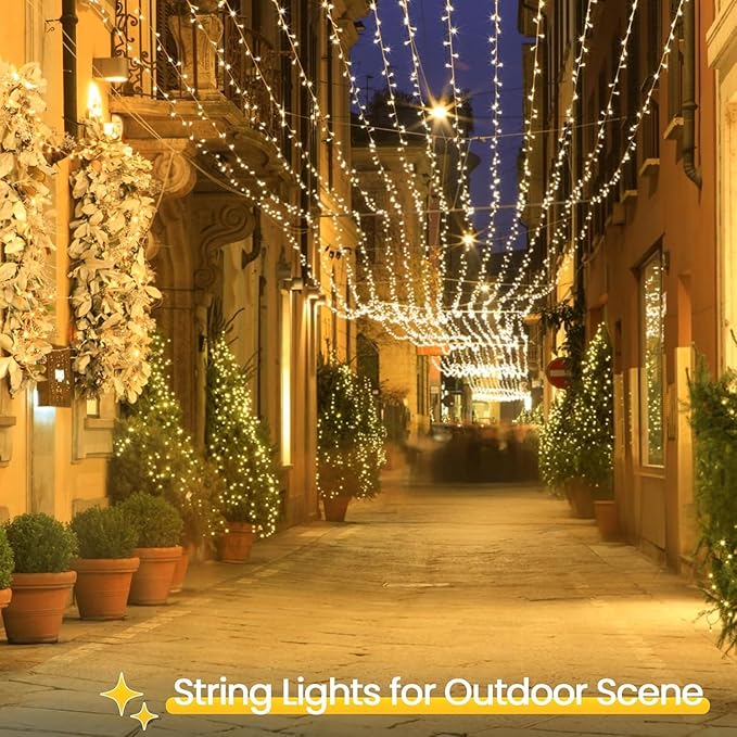 4 Pack String Lights Battery Operated with Timer, 66FT 200 LED Waterproof Battery Twinkle Lights, 8 Modes Fairy Light for Indoor & Outdoor Party Bedroom Porch Tree Christmas Decorations (Warm White)