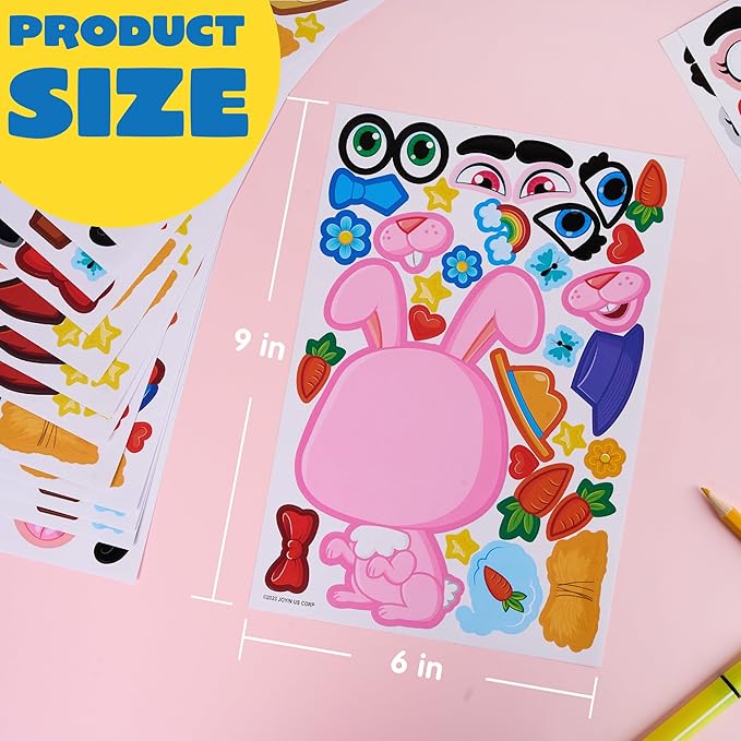 JOYIN 24PCS 9"x6" Make a face Stickers for Kids, Make Your Own Farm Animal Stickers, Party Favors Kids Crafts, Goodie Bags Stuffers, Classroom Rewards