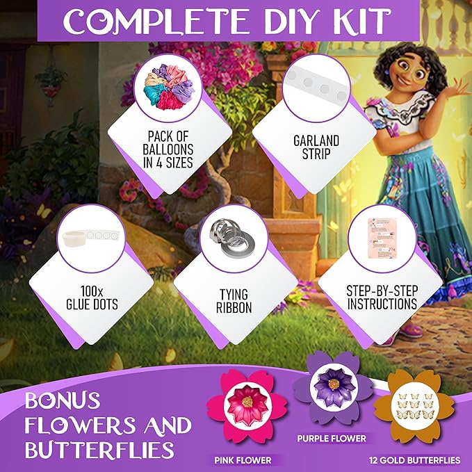 ALL-IN-1 Purple Blue Pink Balloon Arch Kit with BONUS Flower – Different Sizes Teal, Pink, Purple & Confetti balloons for Kid Magic Baby Shower Birthday Engagement Party Decorations & Party Supplies